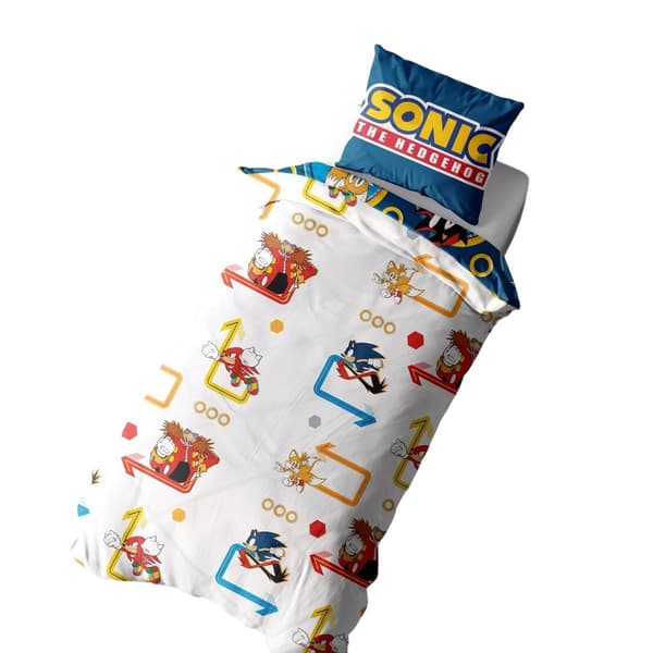 Sonic The Hedgehog Rings Vändbart Påslakanset Dubbel Blå Blue Double