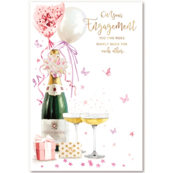 Simon Elvin Champagne Flaska Förlovning Gratulationskort (Paket med 6) White/Multicoloured One Size