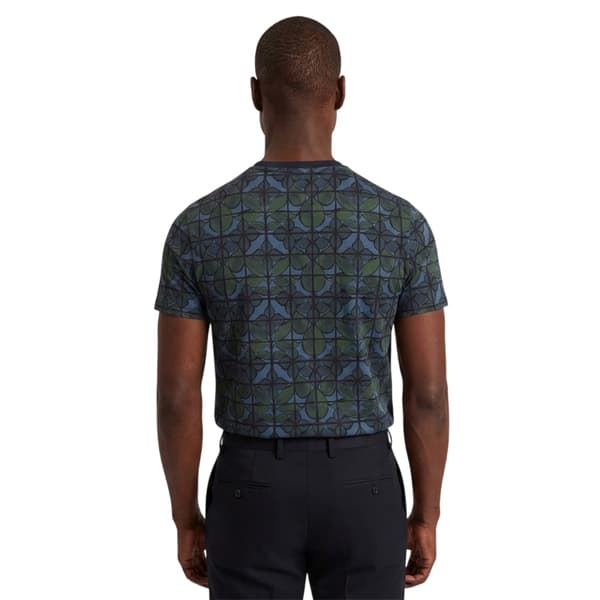 Ted Baker Herr Blommig T-shirt med Rund Hals S Marinblå Navy S