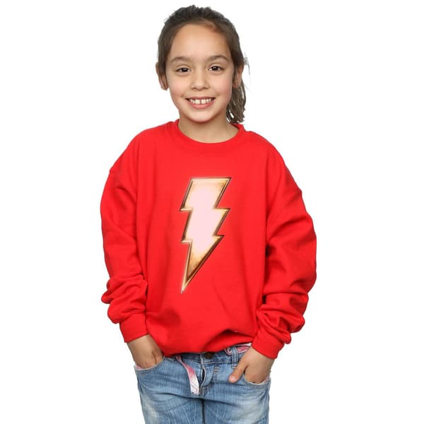 DC Comics Flickor Shazam Blixt Logotyp Tröja 9-11 År Röd Red 9-11 Years
