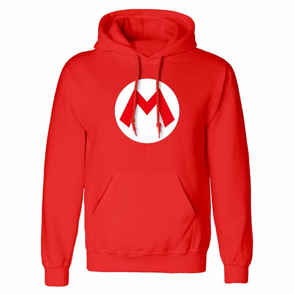 Super Mario Unisex Vuxen Badge Hoodie XXL Röd Red XXL