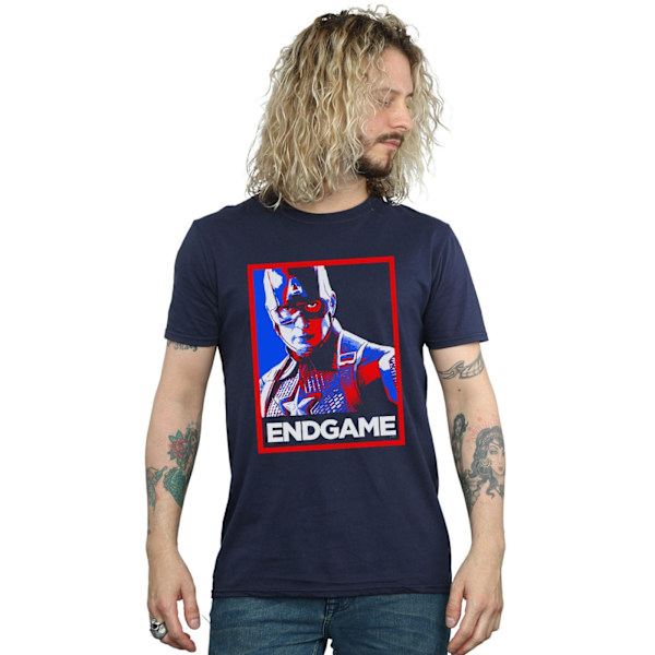 Marvel Mens Avengers Endgame Captain America Poster T-Shirt M N Navy Blue M