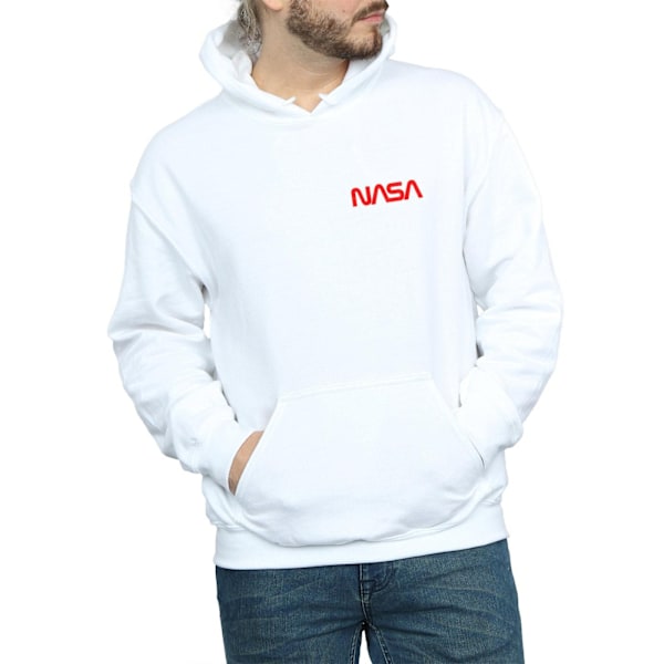 NASA Herr Modern Logo Bröst Hoodie L Vit White L