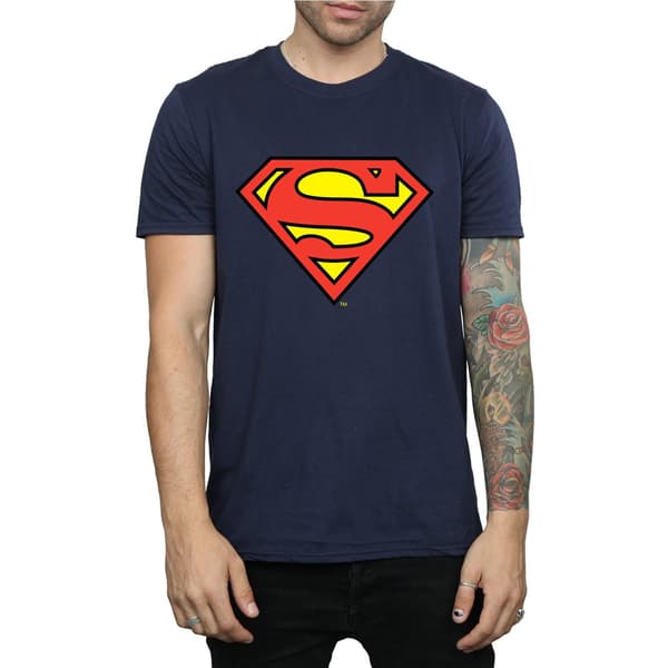 DC Comics Herr Superman Logotyp T-shirt M Marinblå Navy Blue M
