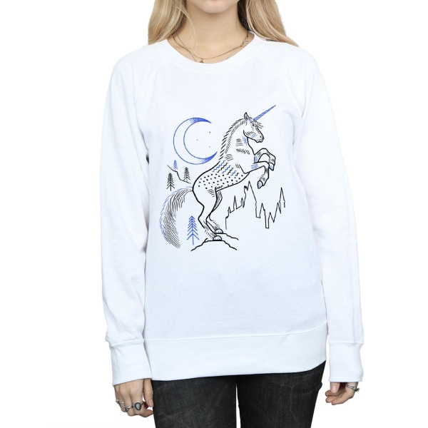 Harry Potter Dam/Damer Enhörning Linje Konst Sweatshirt XL Vit White XL