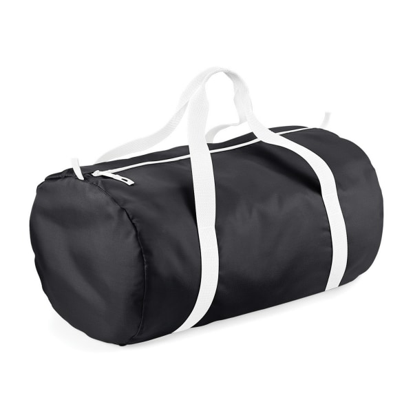 BagBase Packaway Barrel Bag / Duffle Water Resistant Travel Bag Black / White One Size