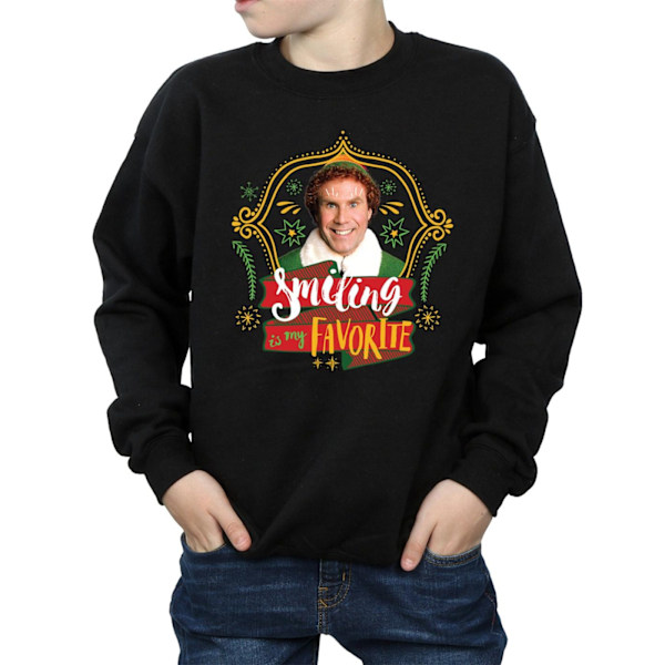 Elf Boys Buddy Smiling Sweatshirt 7-8 år Svart Black 7-8 Years