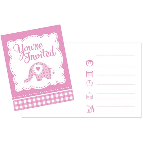 Creative Party Baby Sweet Elephant Invitations (Pack of 8) En Pink/White One Size