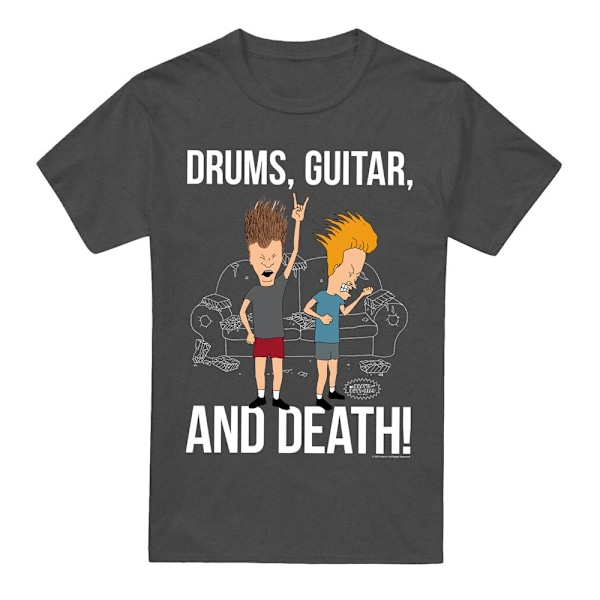 Beavis & Butthead Unisex Vuxen Trummor Gitarr & Död T-Shirt XL Charcoal XL