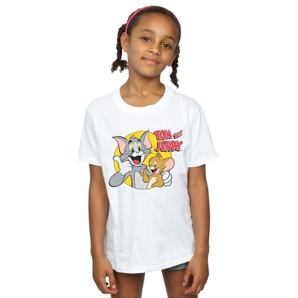 Tom And Jerry Girls Tummen Upp Bomull T-shirt 5-6 År Vit White 5-6 Years