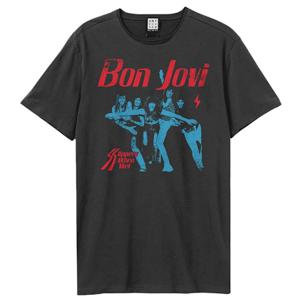 Amplified Unisex Vuxen Slippery When Wet Bon Jovi T-Shirt M Cha Charcoal M