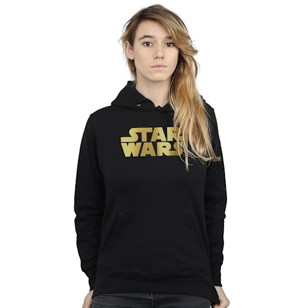 Star Wars Dam/Kvinnor Guld Logo Hoodie XXL Svart Black XXL