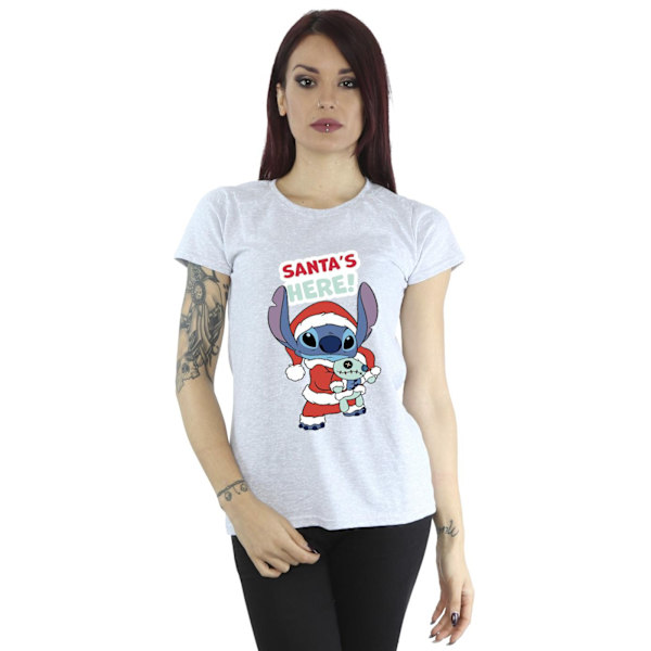 Disney Dam/Dam Lilo & Stitch Santa´s Here Bomull T-shirt Sports Grey M