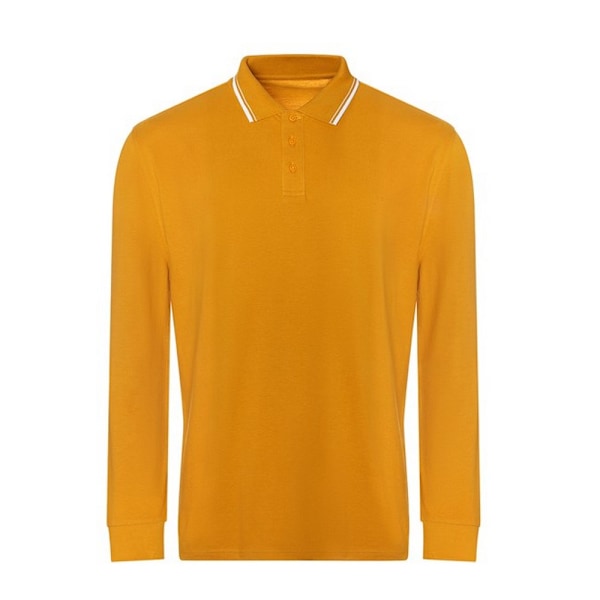 Awdis Herr Tipped Långärmad Poloskjorta XXL Senap/Vit Mustard/White XXL