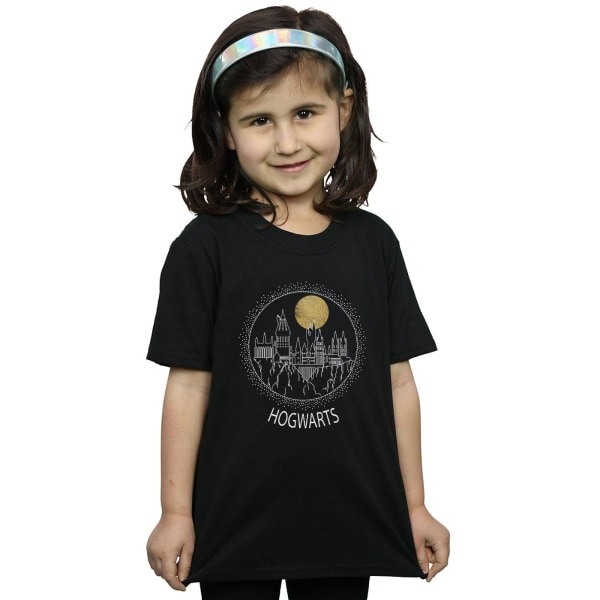 Harry Potter Girls Hogwarts Circle T-shirt i bomull 7-8 år Bla Black 7-8 Years
