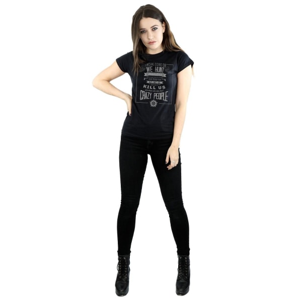 Supernatural Dam/Damer Crazy People Bomull T-shirt XL Svart Black XL