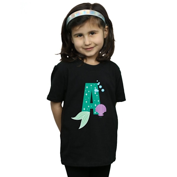 Disney Girls Alphabet A Is For Ariel Bomull T-shirt 5-6 År B Black 5-6 Years