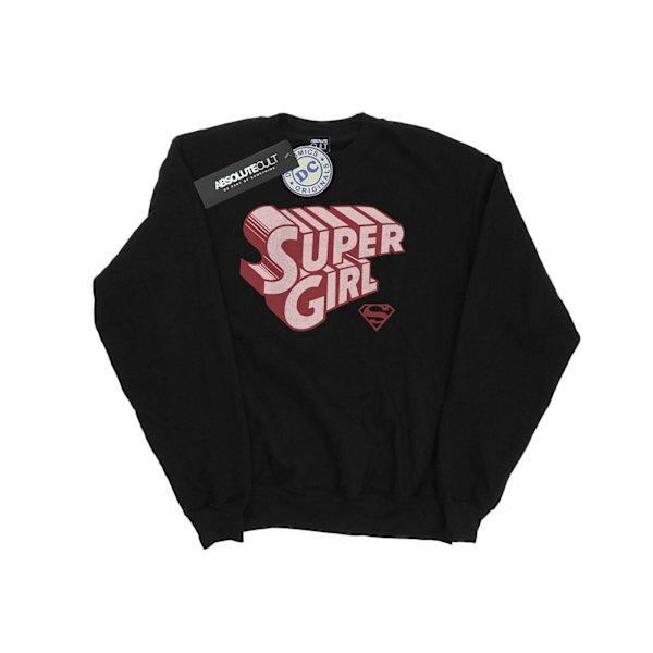 DC Comics Girls Supergirl Retro Logo Sweatshirt 7-8 år Svart Black 7-8 Years