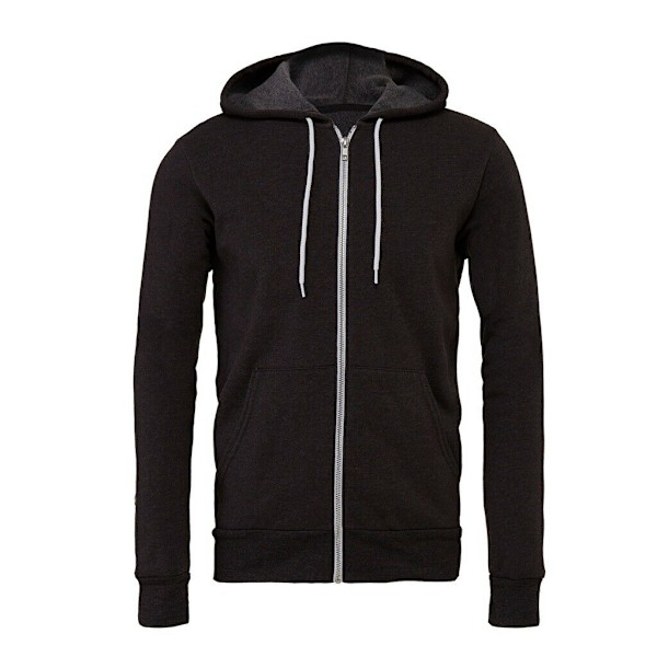 Bella + Canvas Unisex Full Zip Hoodie XS Mörkgrå Heather Dark Grey Heather XS