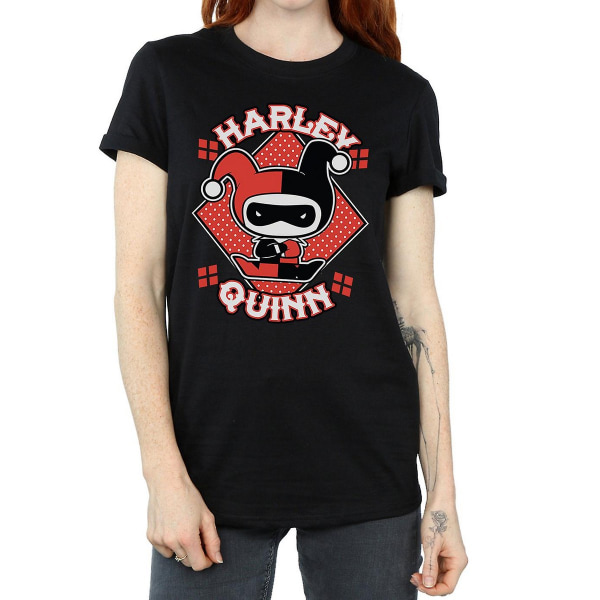 Harley Quinn dam/dam Chibi bomull pojkvän T-shirt 3XL B Black 3XL