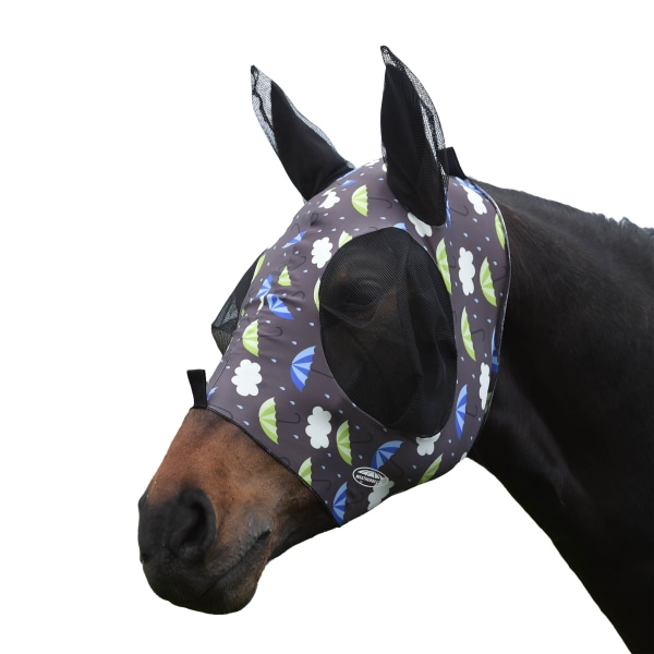 Weatherbeeta Umbrella Stretch Horse Fly Mask With Ears Small Po Grey/Blue/Green Small Pony