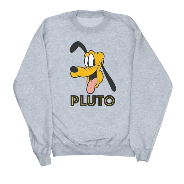 Disney Dam/Kvinnor Pluto Ansikte Sweatshirt M Heather Grey Heather Grey M