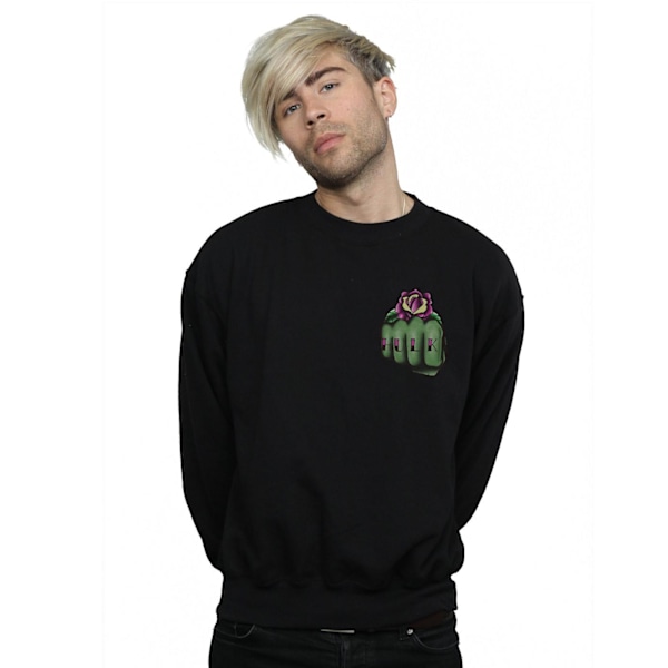 Marvel Herr Hulk Tattoo Fist Brösttryck Sweatshirt M Svart Black M