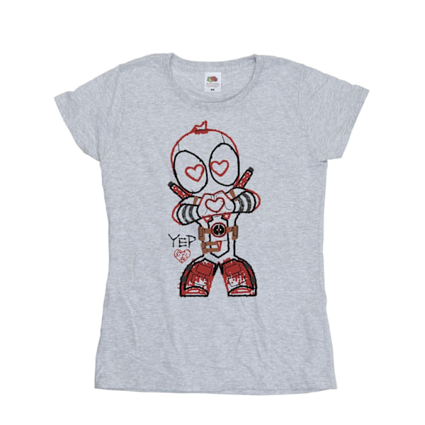 Marvel Womens/Ladies Deadpool Love Beam Line Bomull T-shirt S S Sports Grey S