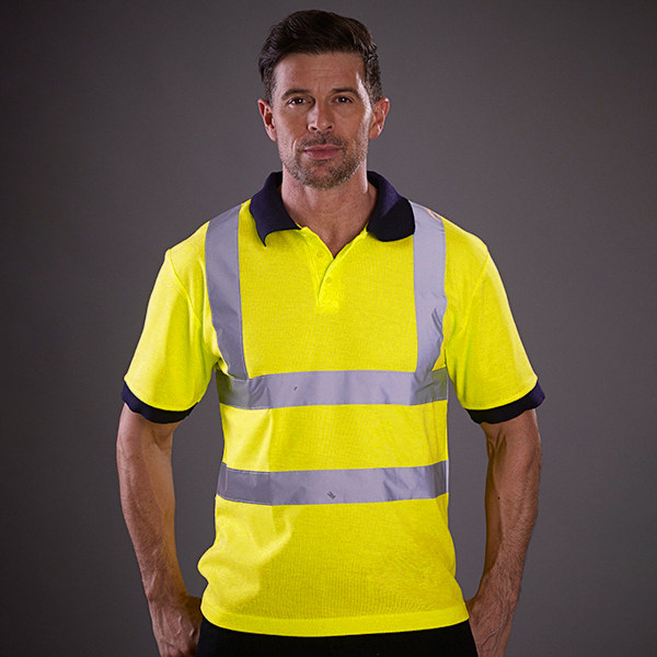 Yoko Hi-Vis kortärmad poloskjorta / Herrarbetskläder (2-pack) Hi Vis Orange XL