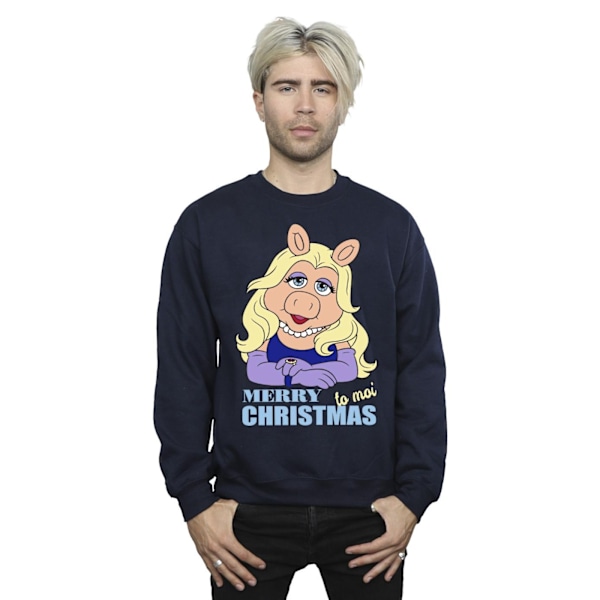 Disney Muppets Miss Piggy Queen of Holidays Sweatshirt 5XL för män Navy Blue 5XL