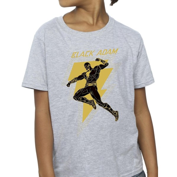 DC Comics Girls Black Adam Golden Bolt Chest Bomull T-shirt 3-4 Sports Grey 3-4 Years