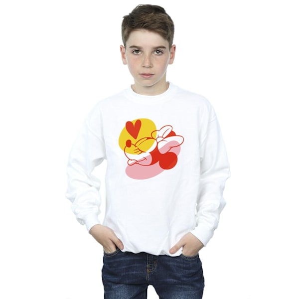 Disney Boys Minnie Mouse Tongue Heart Sweatshirt 5-6 år Vit White 5-6 Years