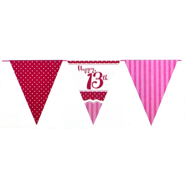 Creative Party Perfectly Pink 13-årsbunting (12 fot) O Red/White/Pink One Size