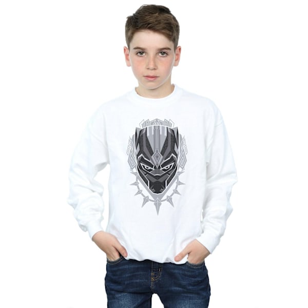 Marvel Boys Black Panther Head Sweatshirt 12-13 år Vit White 12-13 Years