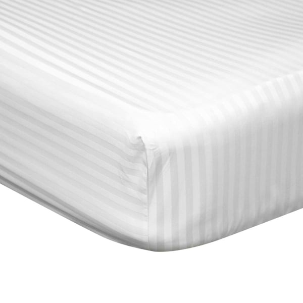 Belledorm 540 trådtäthet satinstriped extra djupt påslakan White Kingsize