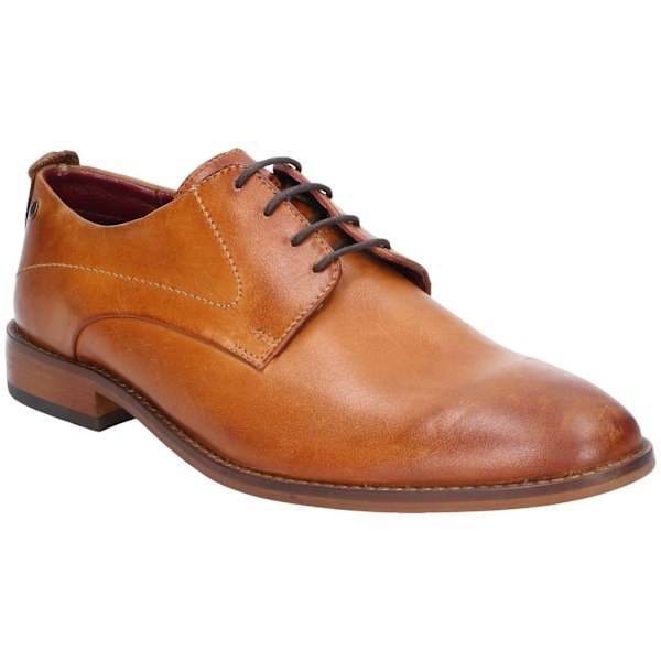 Base London Script Washed Lädersko med Snörning för Herrar 6 UK Tan Tan 6 UK