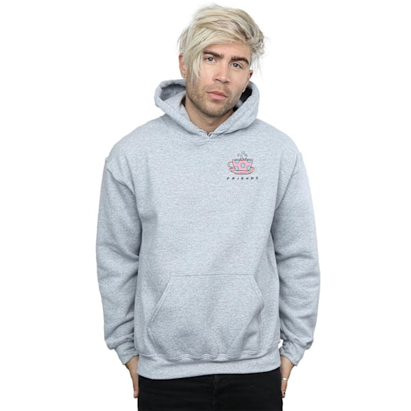 Friends Herr Kaffe Kopp Bröst Tryck Hoodie L Sports Grey Sports Grey L