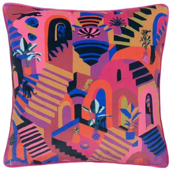 Furn Eivissa Sammetsbroderat Kuddfodral 43cm x 43cm Multi Multicoloured 43cm x 43cm