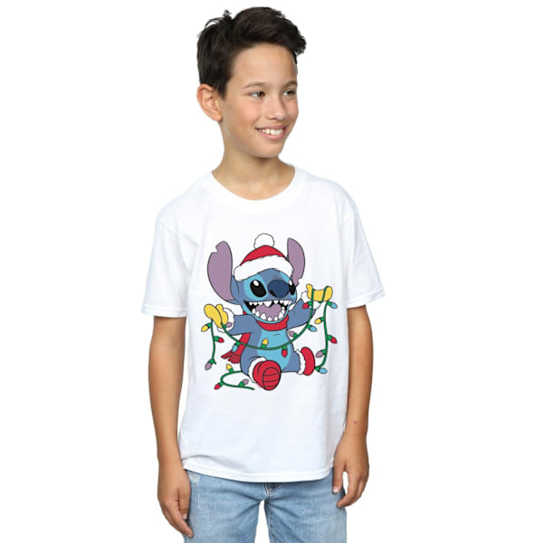 Disney Boys Lilo And Stitch Julbelysning T-shirt 12-13 år White 12-13 Years