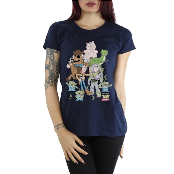 Disney Dam/Kvinnor Toy Story Group Bomull T-shirt M Mörkblå Deep Navy M