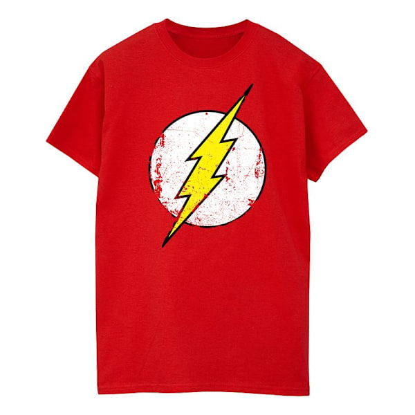 DC Comics Dam/Kvinnor The Flash Distressed Logo Boyfriend Fit Red XXL