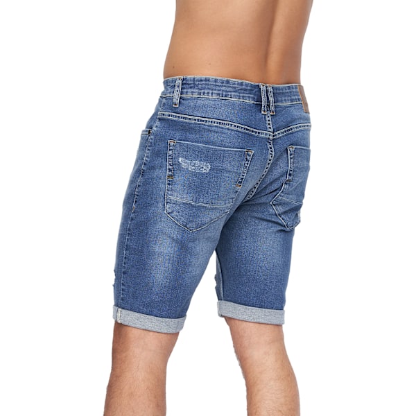 Crosshatch herr Riptrey slitna denimshorts 30R mellanblå Mid Wash 30R