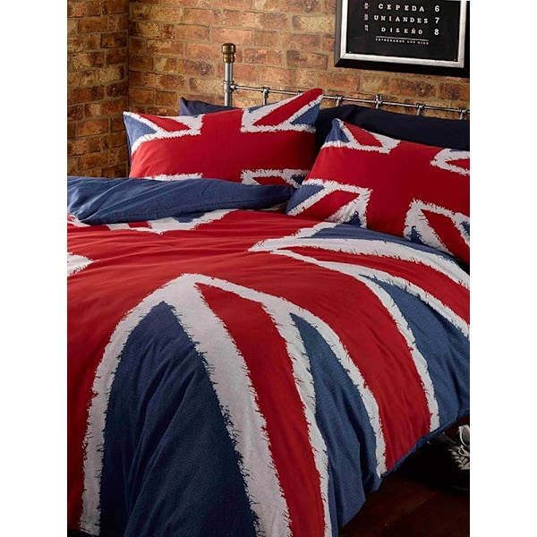 Catherine Lansfield Union Jack Påslakan Set Dubbel Röd/Vit Red/White/Blue Double