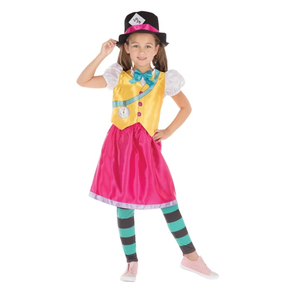 Bristol Novelty Barn/Girls Mad Hatter Girl Costume S Multi Multicoloured S