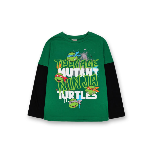 Teenage Mutant Ninja Turtles Boys Text Långärmad T-shirt 4-5 Green 4-5 Years
