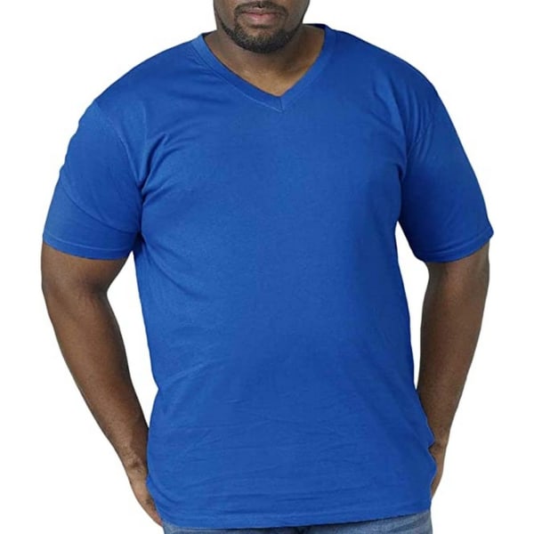 D555 Mens Signature 2 King Size bomull V-ringad T-shirt 5XL Blå Blue 5XL