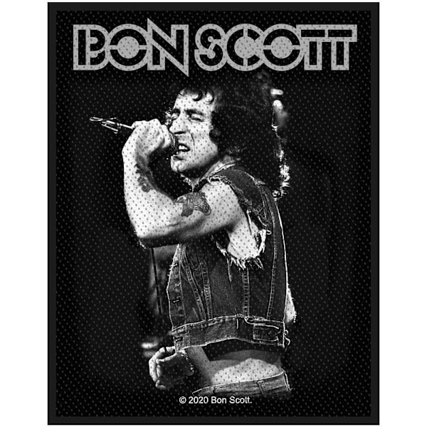 Bon Scott vävd tryckt lapp En storlek Svart/Grå Black/Grey One Size