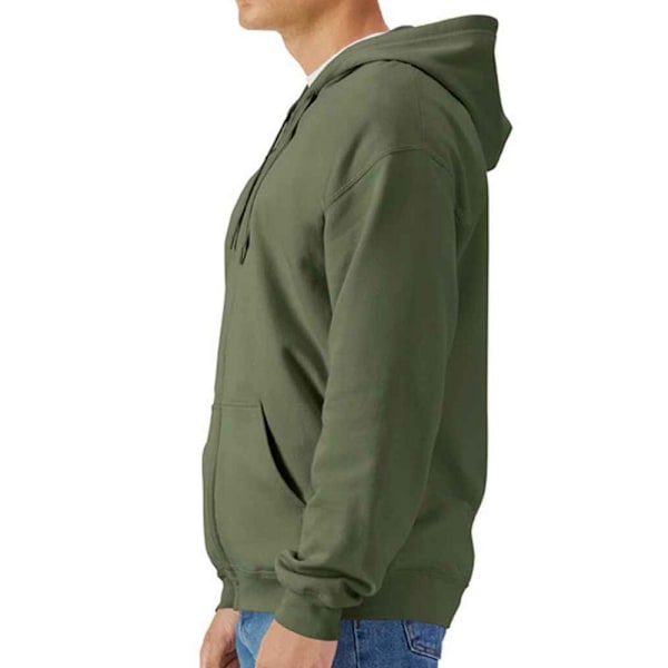 Gildan Herr Softstyle Mellantjock Full Zip Hoodie S Militärgrön Military Green S