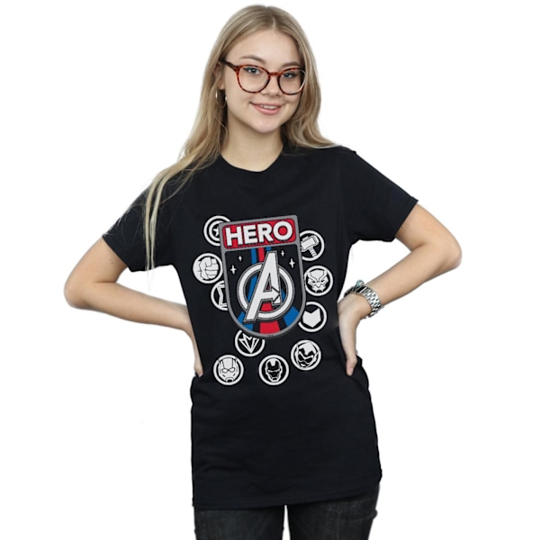 Marvel Dam/Kvinnor Hjälte Badge Bomull Boyfriend T-Shirt 5XL Svart Black 5XL