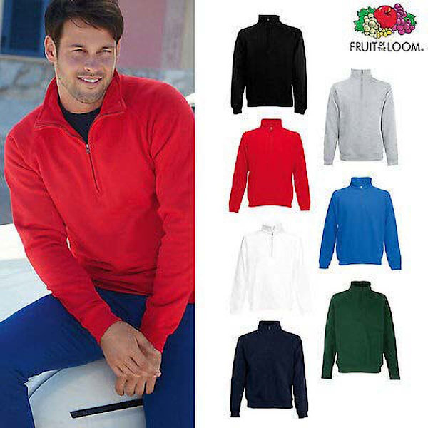 Fruit Of The Loom Premium 70/30 Zip Neck Sweatshirt XL Röd Red XL